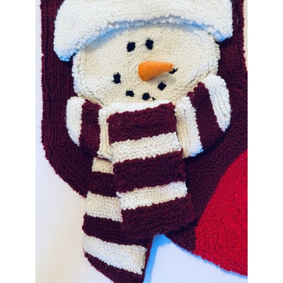 Sugar Plum Dreams Snowman Face Chenille Christmas Stocking Red White 19” - Picture 2 of 8